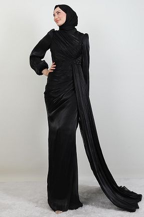 لباس مجلسی حجاب مشکی زنانه یقه ایستاده giz astore - کد 944234585