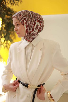روسری قهوه ای پنبه ای İpekhan - کد 931061343