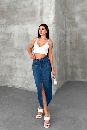 دامن آبی زنانه جین HLT JEANS - کد 931505378