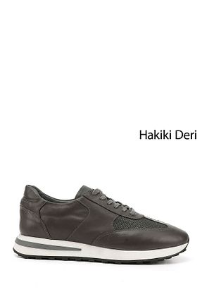 کفش اسنیکر طوسی مردانه چرم اصل GÖNDERİ(R) - کد 818682451