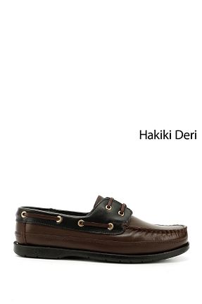 کفش کژوال قهوه ای مردانه چرم خالص GÖNDERİ(R) - کد 2539412