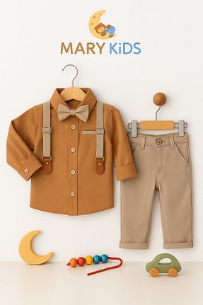 ست بالاتنه و پائین تنه قهوه ای بچه گانه بافتنی MARY KİDS - کد 941940374