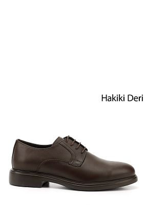 کفش آکسفورد قهوه ای مردانه چرم خالص GÖNDERİ(R) - کد 905252650