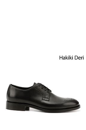 کفش کلاسیک مشکی مردانه چرم خالص GÖNDERİ(R) - کد 924162362