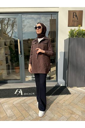 کت حجاب قهوه ای زنانه رگولار Invee - کد 898064677
