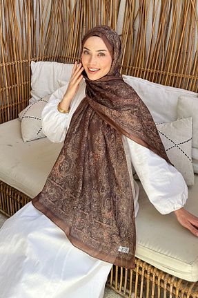 شال قهوه ای زنانه lamelif - کد 934132243