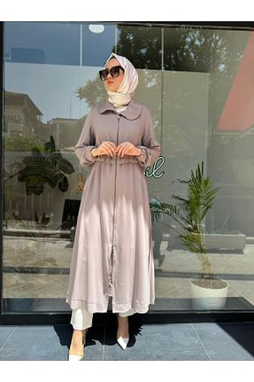 مانتو بلند حجاب قهوه ای زنانه پنبه ای MissWhence - کد 869055795