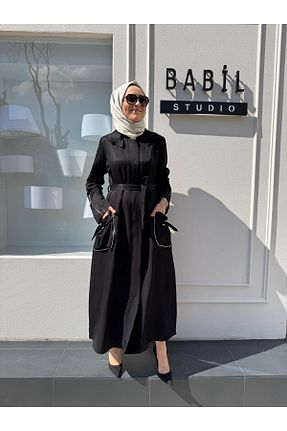 مانتو بلند حجاب مشکی زنانه پنبه ای MissWhence - کد 927971353