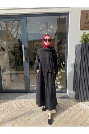 مانتو بلند حجاب مشکی زنانه پنبه ای MissWhence - کد 919973439
