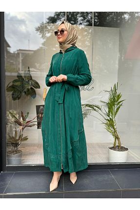 مانتو بلند حجاب سبز زنانه پنبه ای MissWhence - کد 879915205