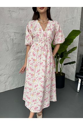 لباس صورتی زنانه گلدار Elif Özbey Butik - کد 941353585