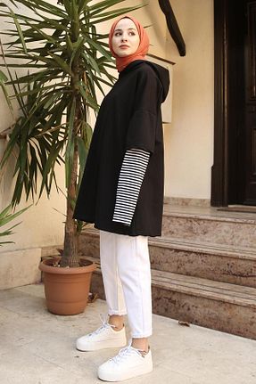 سوئیشرت حجاب مشکی زنانه پنبه پلی استر lamelif - کد 337668520
