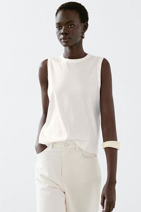 تیشرت سفید زنانه رگولار Massimo Dutti - کد 927916244