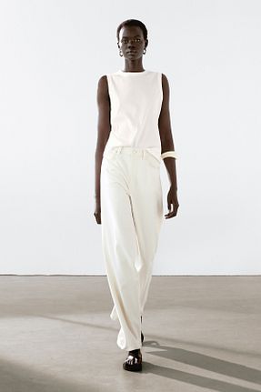 تیشرت سفید زنانه رگولار Massimo Dutti - کد 927916244
