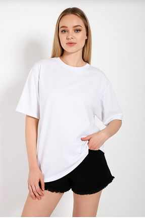 تیشرت سایز بزرگ سفید زنانه 1+ zürafa beneği - کد 938888172