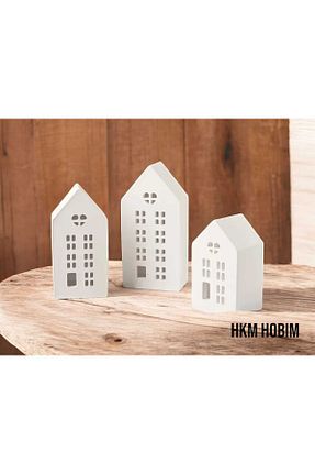 شمعدان و شمع گیر سفید Taş Tozu HKM Hobim - کد 944122809