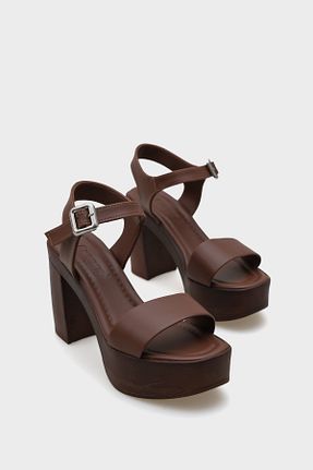 صندل قهوه ای زنانه پاشنه پلتفرم Capone Outfitters - کد 900164551