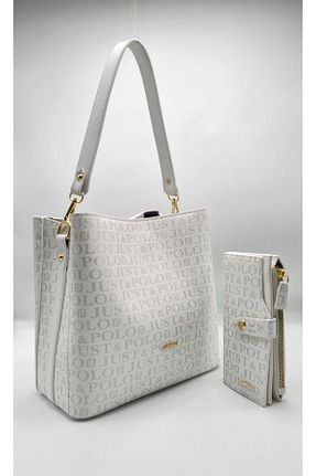 کیف دوشی سفید زنانه چرم مصنوعی Just Polo - کد 251989667