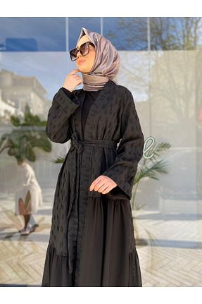 کافتان و کیمونو حجاب مشکی زنانه مخلوط پلی استر Nurcan Çetin - کد 876489771