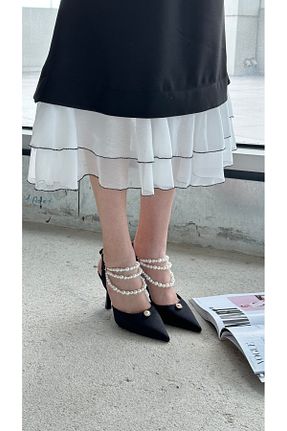 کفش پاشنه بلند کلاسیک مشکی زنانه ساتن Letafia - کد 932094505