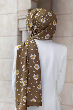 شال قهوه ای زنانه Medine İpeği Vissona - کد 888421149