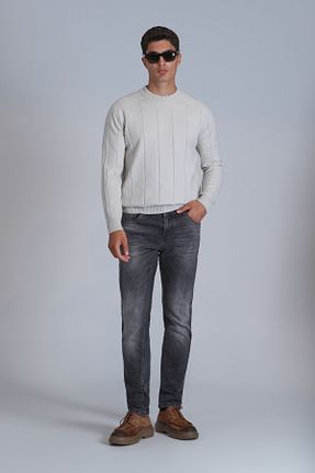 شلوار جین طوسی مردانه پاچه تنگ Lufian - کد 877504098