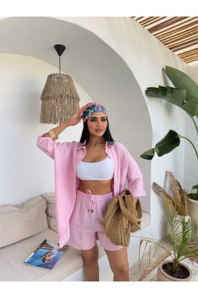 ست بالاتنه و پائین تنه صورتی زنانه بافتنی LB Laluna Butik - کد 714039946