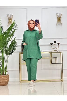 ست بالاتنه و پائین تنه حجاب سبز زنانه رگولار NİSUM MODA - کد 898620521