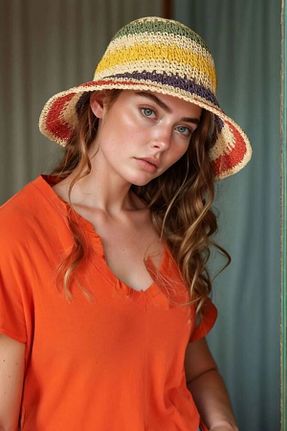 کلاه بژ زنانه حصیر Luminos Butik - کد 712956272