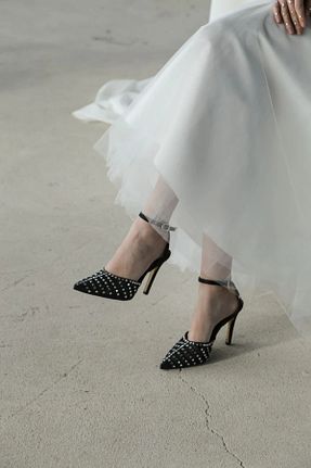 کفش پاشنه بلند کلاسیک مشکی زنانه ساتن Letafia - کد 871414553
