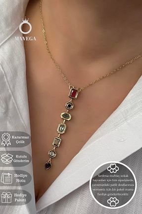 گردنبند استیل ( فولاد ) زرد زنانه استیل ضد زنگ MAVEGA - کد 937959771