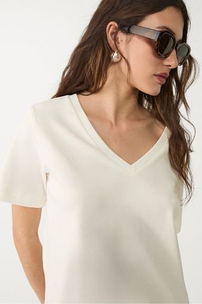 تیشرت نباتی زنانه رگولار Stradivarius - کد 896636747