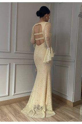 لباس زرد زنانه دانتل SOLİSTOES - کد 917556746