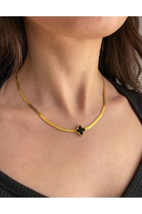 گردنبند استیل ( فولاد ) طلائی زنانه استیل (فولاد) DEMOKAN - کد 817636750