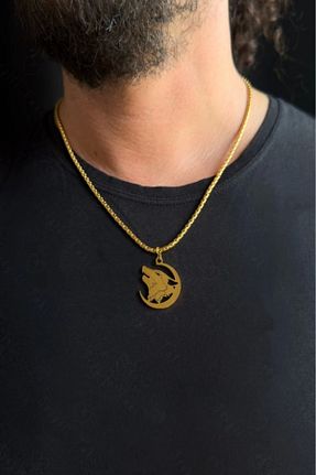 گردنبند استیل ( فولاد ) طلائی مردانه استیل ضد زنگ SEVGİLİ TAKI - کد 832963967