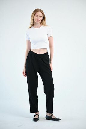 شلوار سایز بزرگ مشکی زنانه ویسکون BUSA - کد 902475929