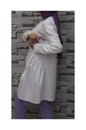 تونیک حجاب سفید زنانه %100 پنبه VELLICHOR - کد 42755770