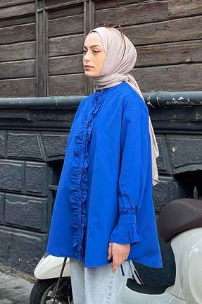 تونیک حجاب سرمه ای زنانه ویسکون lamelif - کد 815322361