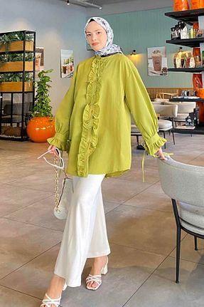 تونیک حجاب سبز زنانه ویسکون lamelif - کد 828054091