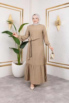لباس حجاب بژ زنانه رگولار HARMAN BUTİK - کد 944070323