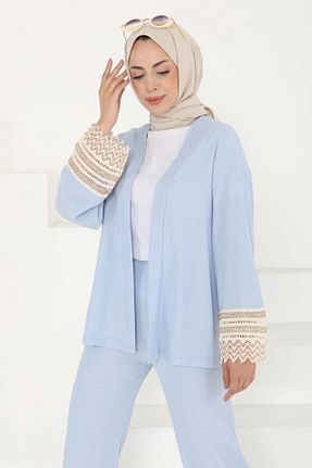 ست بالاتنه و پائین تنه آبی زنانه بافتنی TOFİSA - کد 944301290