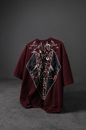 تیشرت زرشکی مردانه اورسایز Slatra - کد 944144499