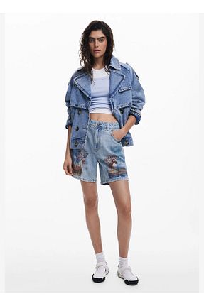 شلوارک و برمودا آبی زنانه جین Desigual - کد 939736385