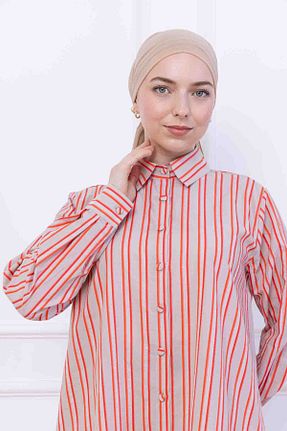 تونیک حجاب بژ زنانه %100 پنبه FİDEY - کد 944527285