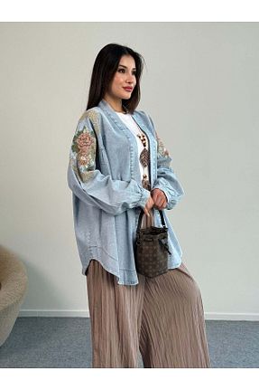 کت آبی زنانه اورسایز Hatun Atila - کد 944375333