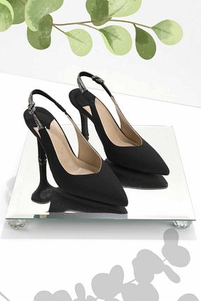 کفش پاشنه بلند کلاسیک مشکی زنانه ساتن Bambi - کد 650133918