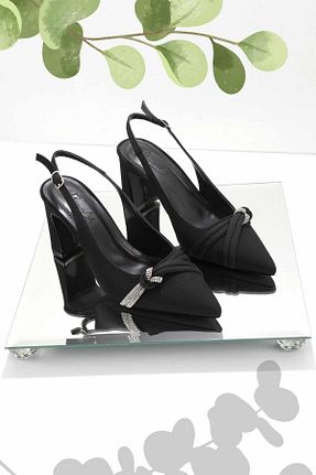 کفش پاشنه بلند کلاسیک مشکی زنانه ساتن Bambi - کد 650137427