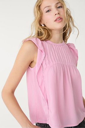 بلوز صورتی زنانه ساده Stradivarius - کد 944526064