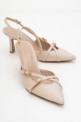 کفش پاشنه بلند کلاسیک بژ زنانه چرم مصنوعی luvishoes - کد 944621503