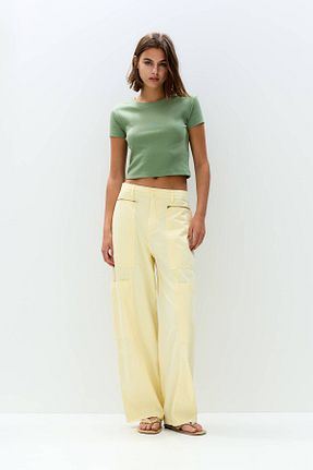 تیشرت سبز زنانه کراپ Pull & Bear - کد 944703379